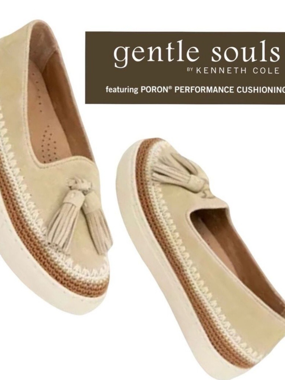 Gentle Souls by Kenneth Cole Citrus Tassel Espadrille Flats – Stone NWOB $179
